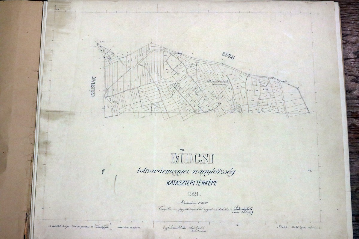 Mucsi nagyközség 1921-ben készült kataszteri térképe a Királyi kataszteri térképtárban