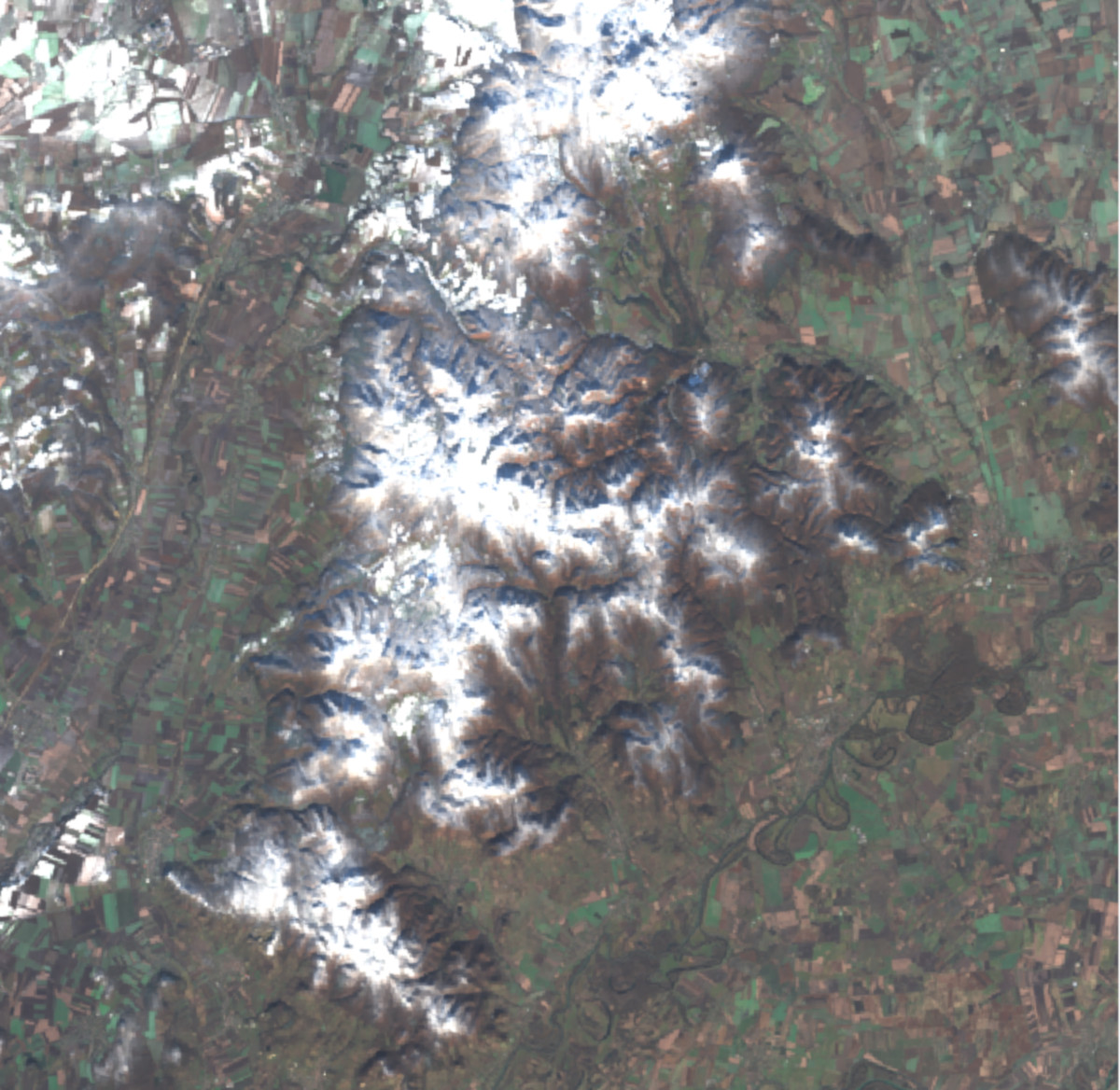 A Zempléni-hegység a 2020. december 2-i Sentinel–2A valós színes űrfelvételen